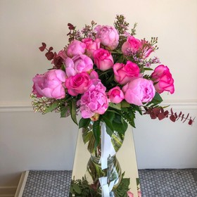 Pink bouquet with peonies