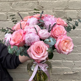 Pink bouquet with peonies