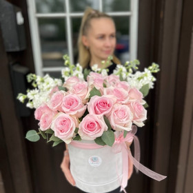 White velvet box with roses