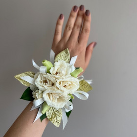 White and Gold Corsage